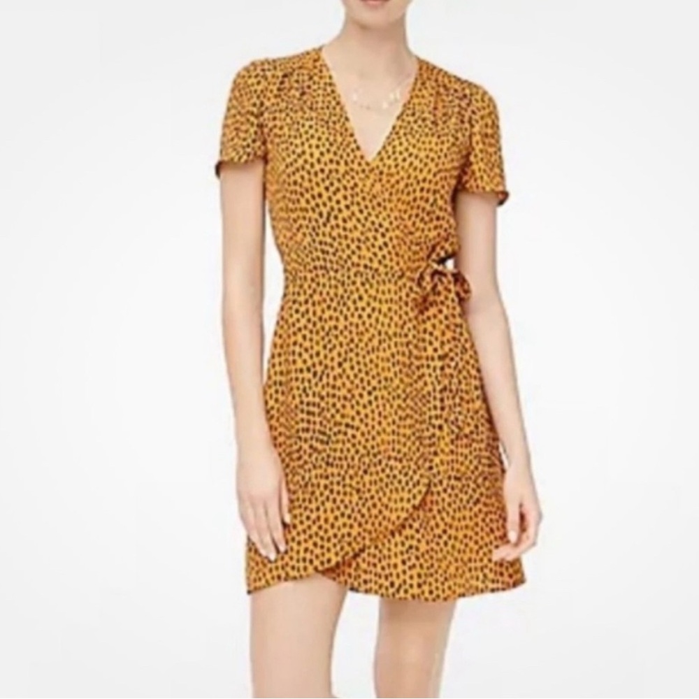 J. Crew Yellow Wrap Dress Short Sleeve V-Neck